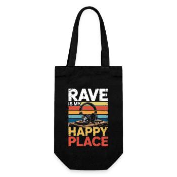 Rave My Happy Place Music Lover DJ Headphones - Gift Bag for Bottles - black - Front
