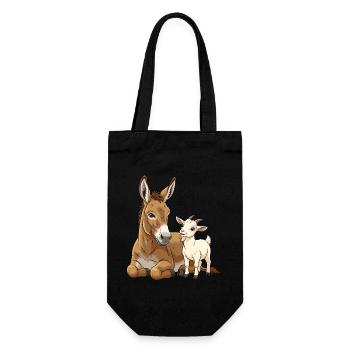 Donkey and goat - Gift Bag for Bottles - black - Front
