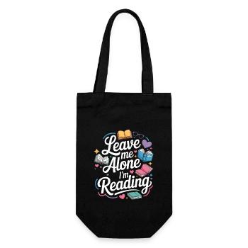 Lass mich alleine, ich lese! Bücherwurm Lesen - Geschenkbeutel für Flaschen - Schwarz - Vorne