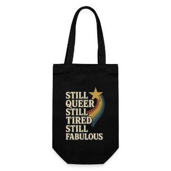 Queer Tired Lgbtq Humor Burnout Pride Pastel - Geschenkbeutel für Flaschen - Schwarz - Vorne