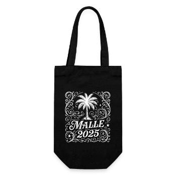 Malle 2025 Palme Mallorca - Geschenkbeutel für Flaschen - Schwarz - Vorne