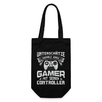 Zocken Gamer Gaming Zocker Controller Videospiele - Geschenkbeutel für Flaschen - Schwarz - Vorne