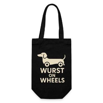 Sausage On Wheels Funny Dachshund - Gift Bag for Bottles - black - Front