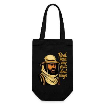 Real Men Wear Veils And Stings Beekeeper Bees Honey - Gift Bag for Bottles - black - Front