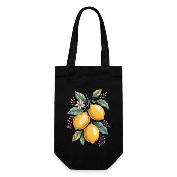 Magie des agrumes bohèmes avec des fleurs et des feuilles - Sac à bouteille - noir - Devant