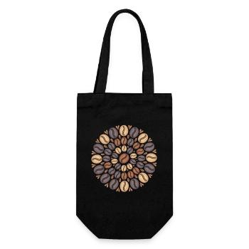 Café Boho Mandala Motif de grain de café - Sac à bouteille - noir - Devant