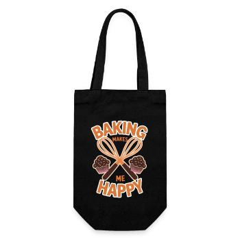 Backen Macht Mich Glücklich Kuchen - Geschenkbeutel für Flaschen - Schwarz - Vorne