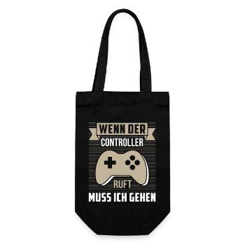 Zocken Gamer Gaming Zocker Controller Videospiele - Geschenkbeutel für Flaschen - Schwarz - Vorne