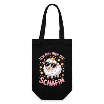 Ich bin hier die Schäfin – Lustiger selbstbewusste - Geschenkbeutel für Flaschen - Schwarz - Vorne