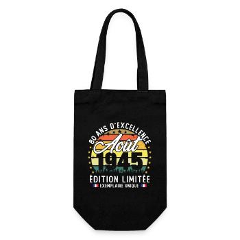 Août 1945 Vintage Cadeau Anniversaire 80 Ans - Sac à bouteille - noir - Devant