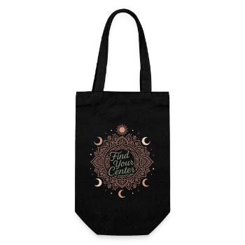 Boho Yoga Spiritual Gift for Mindful Yogis - Gift Bag for Bottles - black - Front