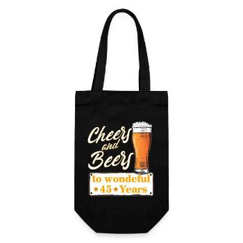 Cheers and Beers to wonderful 45 Years - Geschenkbeutel für Flaschen - Schwarz - Vorne