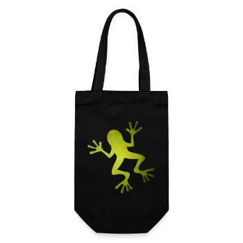 Grüne Frosch Silhouette in Tropen-Optik - Geschenkbeutel für Flaschen - Schwarz - Vorne