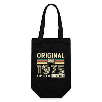 1975 Vintage Retro Geburtstagsgeschenk - Geschenkbeutel für Flaschen - Schwarz - Vorne
