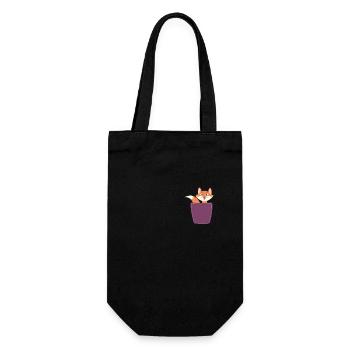 Fox in breast pocket - Gift Bag for Bottles - black - Front