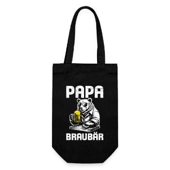 Werdender Vater PAPA BRAUBÄR Lustiges - Geschenkbeutel für Flaschen - Schwarz - Vorne