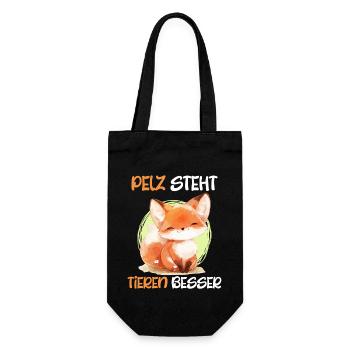 Tierschutz PELZ STEHT TIEREN BESSER Lustig - Geschenkbeutel für Flaschen - Schwarz - Vorne