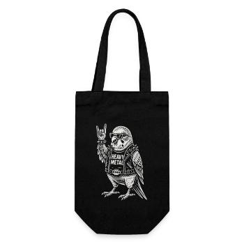Heavy Metal Rock Musik Wellensittich Lustiges - Geschenkbeutel für Flaschen - Schwarz - Vorne