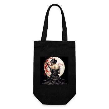 Geisha in front of full moon with cherry blossoms decoration - Gift Bag for Bottles - black - Front