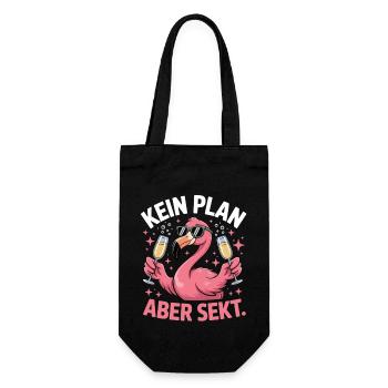 Kein Plan aber Sekt Flamingo Shirt - Geschenkbeutel für Flaschen - Schwarz - Vorne