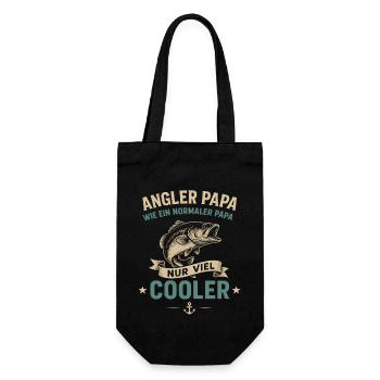 Angler Papa Wie Ein Normaler Papa Nur Viel Cooler - Geschenkbeutel für Flaschen - Schwarz - Vorne