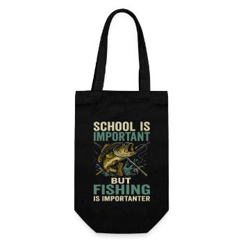 School is important, but fishing is more important - Gift Bag for Bottles - black - Front