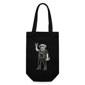 Rock Music Funny Dog Golden Retriever Heavy Metal - Gift Bag for Bottles - black - Front