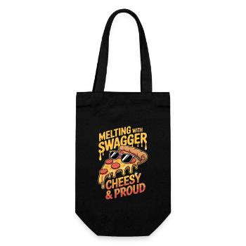 Cheesy & Proud Melting With Swagger Pizza Humor - Gift Bag for Bottles - black - Front