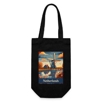 Netherlands Windmills Landscape Nature - Gift Bag for Bottles - black - Front