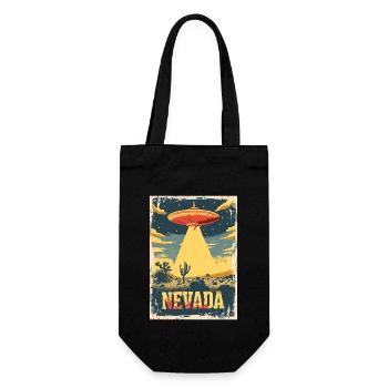 UFO Over Nevada Desert Landscape Retro Art - Gift Bag for Bottles - black - Front