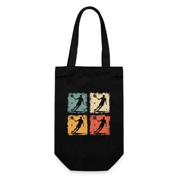 Vintage Tennis Player In Action Tennis Graphic - Gift Bag for Bottles - black - Front