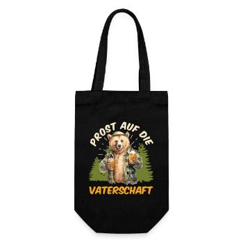 Bald Papa PROST AUF DIE VATERSCHAFT Lustig - Geschenkbeutel für Flaschen - Schwarz - Vorne