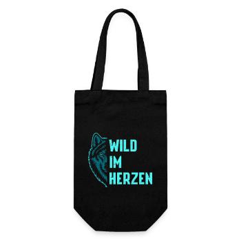 Wolf Spirit WILD IM HERZEN Wölfe Lustiges - Geschenkbeutel für Flaschen - Schwarz - Vorne