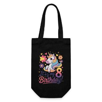 It's my 8th birthday unicorn party - Gift Bag for Bottles - black - Front