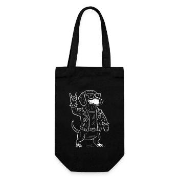 Metal Music Dachshund Rock Musik Funny Heavy Metal - Geschenkbeutel für Flaschen - Schwarz - Vorne