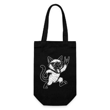 Funny Rock Music Siamese Cat Retro Heavy - Gift Bag for Bottles - black - Front