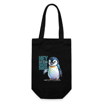 Hey I Know You Penguin Illustration - Gift Bag for Bottles - black - Front