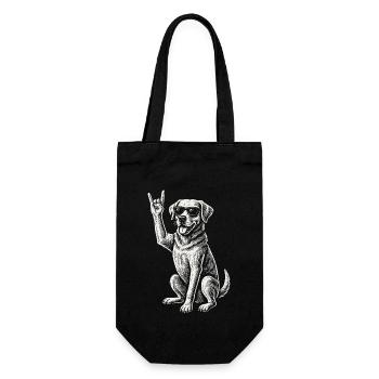 Rock Musik Golden Retriever Funny Heavy Metal Dog - Geschenkbeutel für Flaschen - Schwarz - Vorne