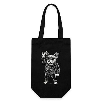 Heavy Metal Hund Rock Musik Französische Bulldogge - Geschenkbeutel für Flaschen - Schwarz - Vorne