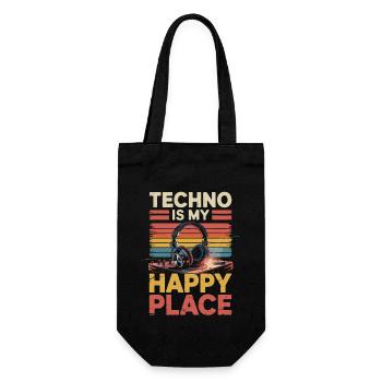 Techno My Happy Place Music Lover DJ Headphones - Gift Bag for Bottles - black - Front
