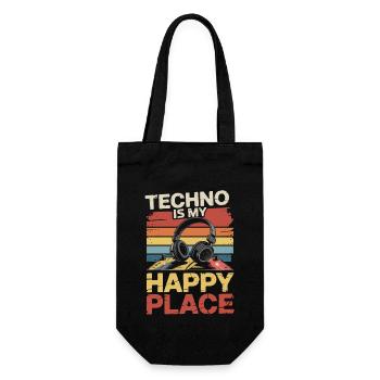 Techno My Happy Place Music Lover DJ Headphones - Gift Bag for Bottles - black - Front