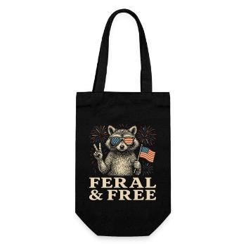 Feral & Free Waschbär USA Patriotic - Geschenkbeutel für Flaschen - Schwarz - Vorne