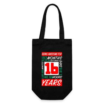 Teenager 16 Years Birthday Months Hours - Gift Bag for Bottles - black - Front