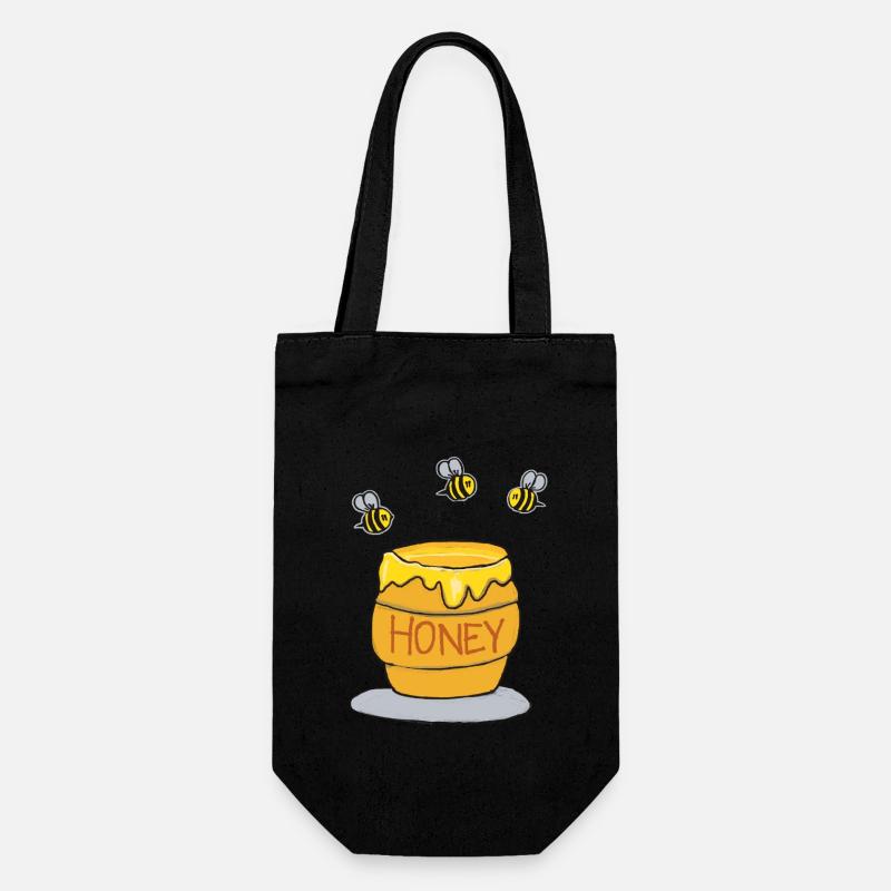Pot de miel et abeilles occupées - Sac à bouteille - noir