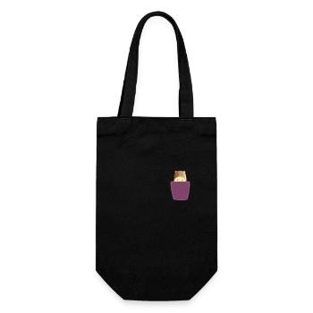 Hamster in Brusttasche Nager in Tasche - Geschenkbeutel für Flaschen - Schwarz - Vorne