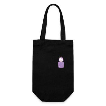 Licorne dans la poche de poitrine Licorne mignonne dans ma poche - Sac à bouteille - noir - Devant