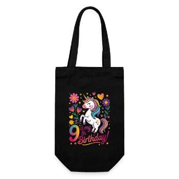 Unique Unicorn: Celebrate 9th Birthday with - Gift Bag for Bottles - black - Front