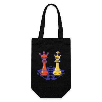 Funny Chess Player Board Game King Queen - Gift Bag for Bottles - black - Front