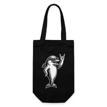 Rockmusik Lustiger Delphin Heavy Metal Retro - Geschenkbeutel für Flaschen - Schwarz - Vorne