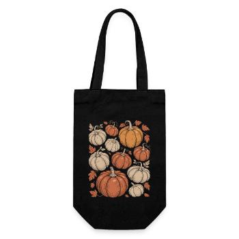 Autumnal pumpkins and leaves illustration - Gift Bag for Bottles - black - Front